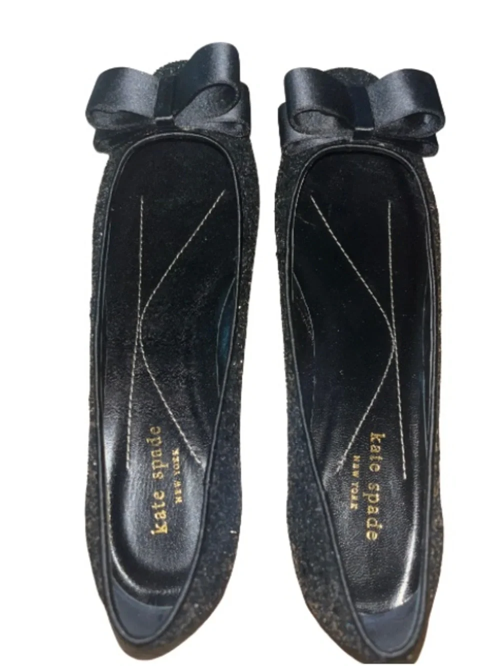 Kate Spade New York Sussex Glitter Bow Ballet Flats - Black Size 8.5B